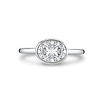 East West Oval Cut Bezel Set Engagement Ring - Cliodhna