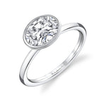 East West Oval Cut Bezel Set Engagement Ring - Cliodhna