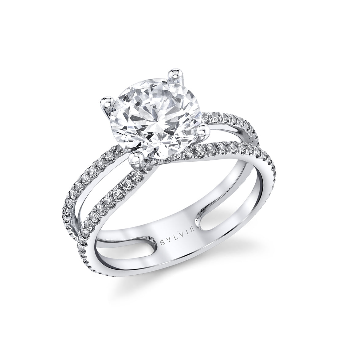 Split Shank Round Cut Engagement Ring - Daniella