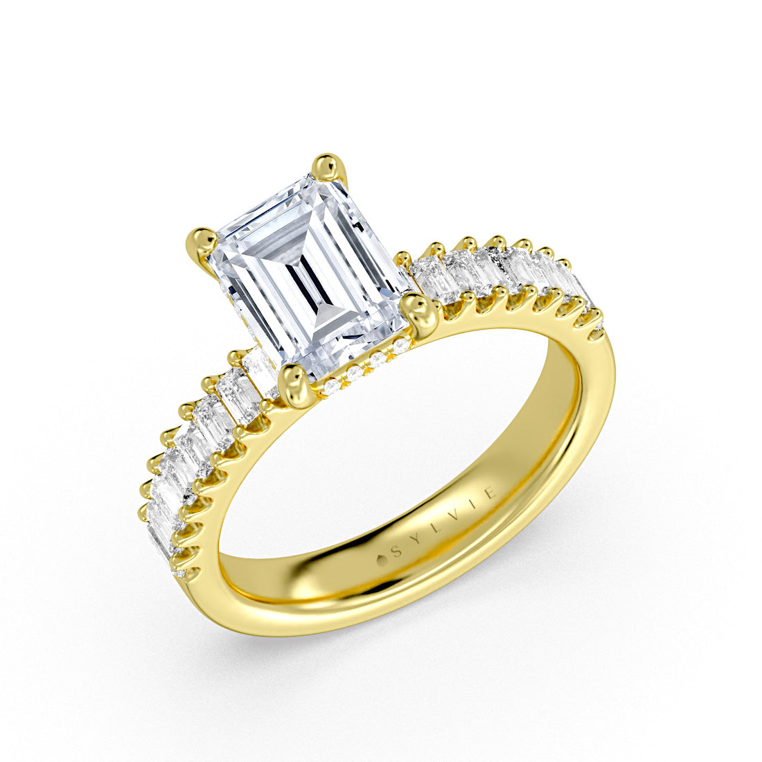 Emerald Cut Baguette Engagement Ring - Mica