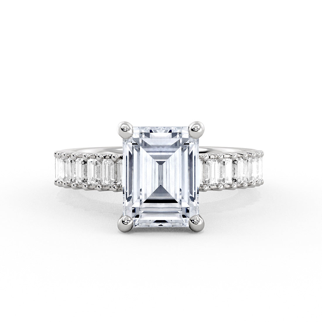 Emerald Cut Baguette Engagement Ring - Mica