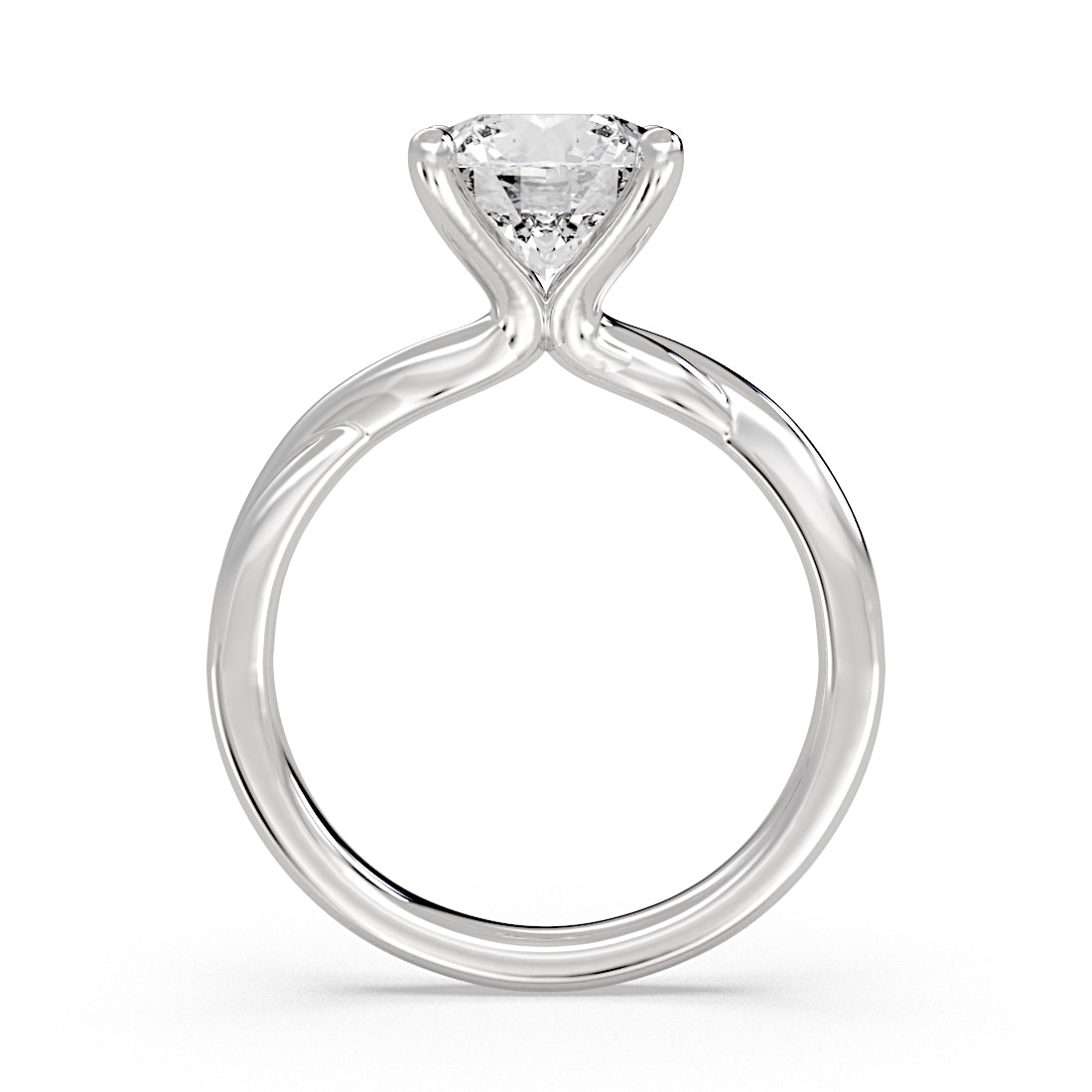 Round Cut Solitaire Spiral Engagement Ring - Palmer