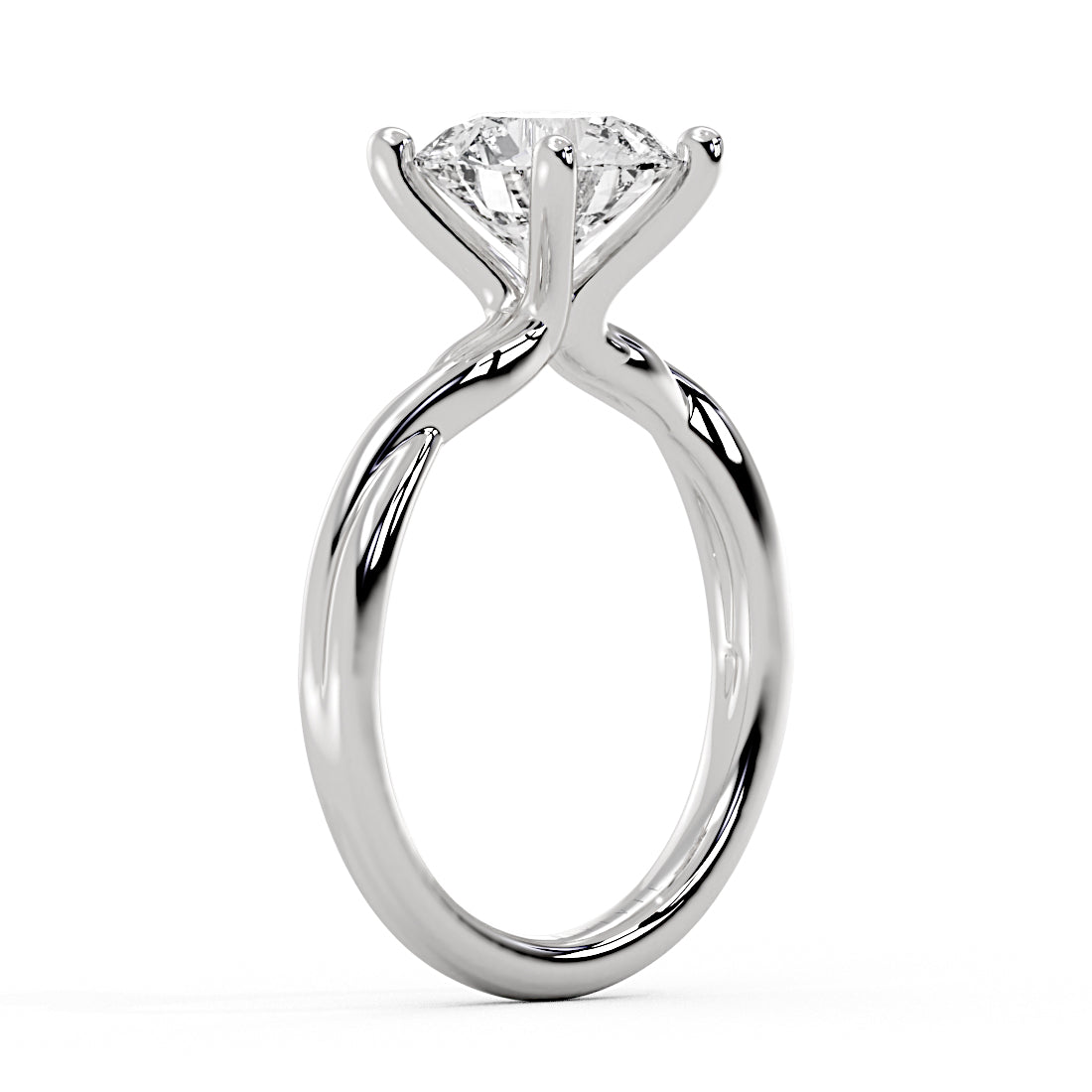 Round Cut Solitaire Spiral Engagement Ring - Palmer