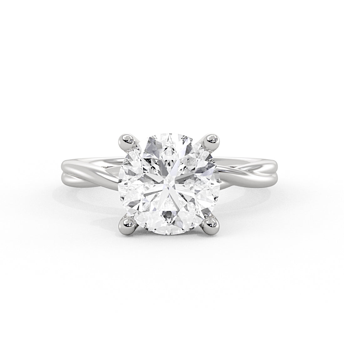 Round Cut Solitaire Spiral Engagement Ring - Palmer