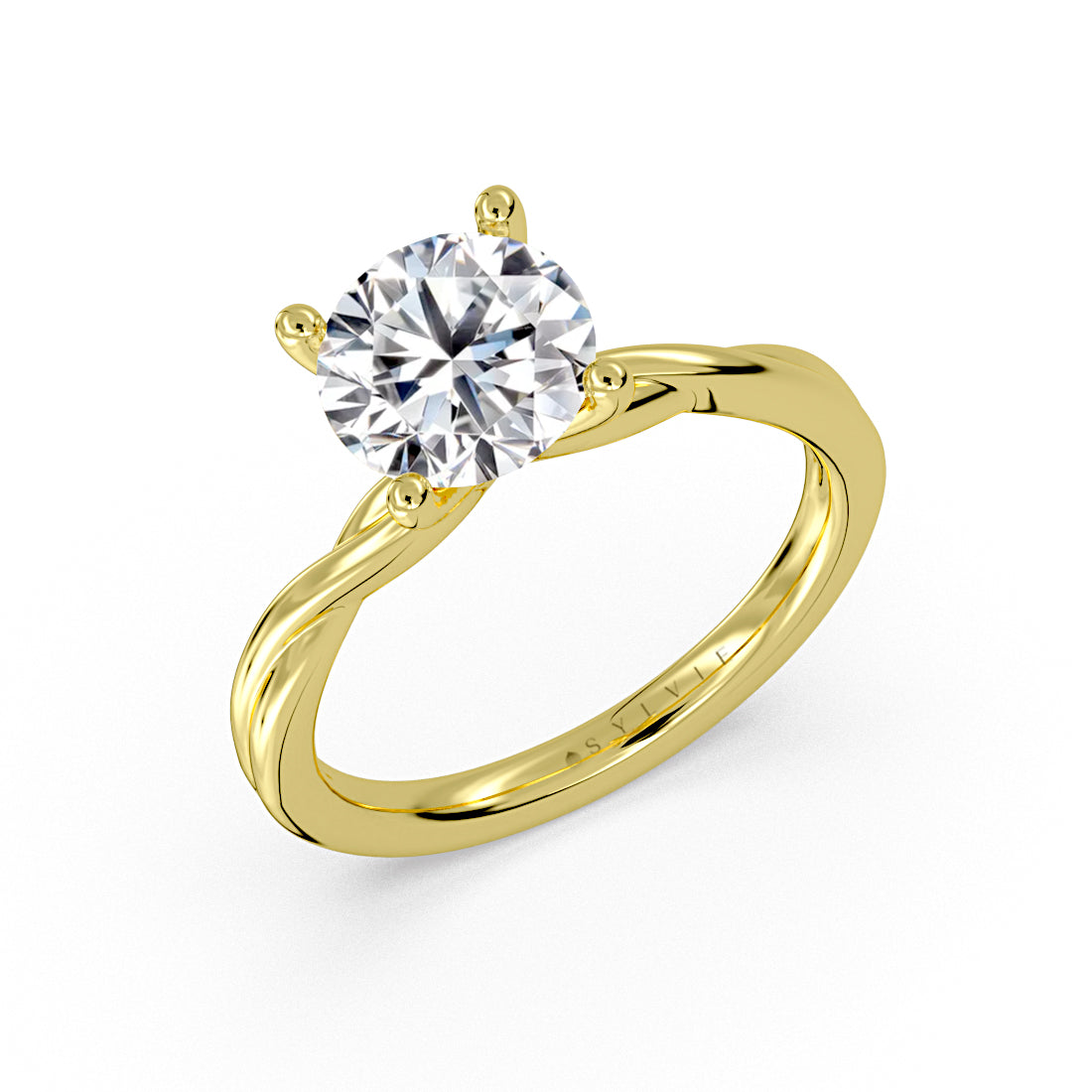 Round Cut Solitaire Spiral Engagement Ring - Palmer