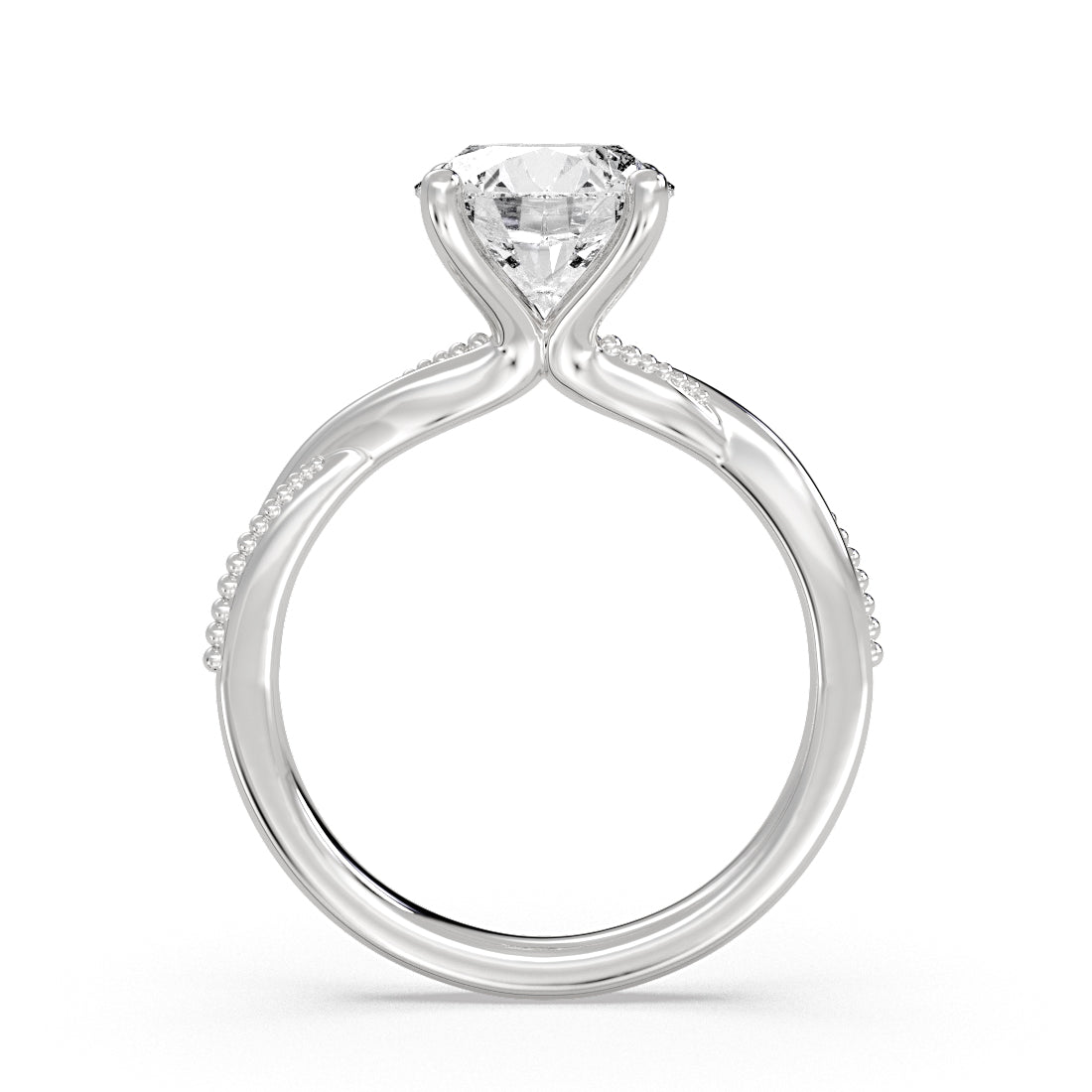 Round Cut Solitaire Milgrain Spiral Engagement Ring - Rue