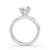 Round Cut Solitaire Milgrain Spiral Engagement Ring - Rue
