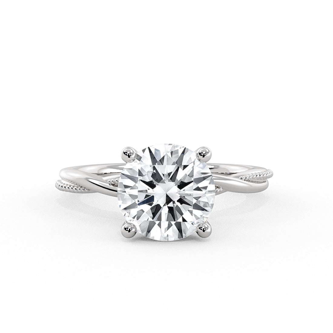Round Cut Solitaire Milgrain Spiral Engagement Ring - Rue
