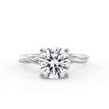 Round Cut Solitaire Milgrain Spiral Engagement Ring - Rue