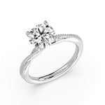 Round Cut Solitaire Milgrain Spiral Engagement Ring - Wiley