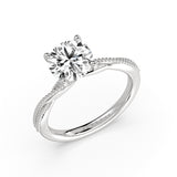 Round Cut Solitaire Milgrain Spiral Engagement Ring - Wiley