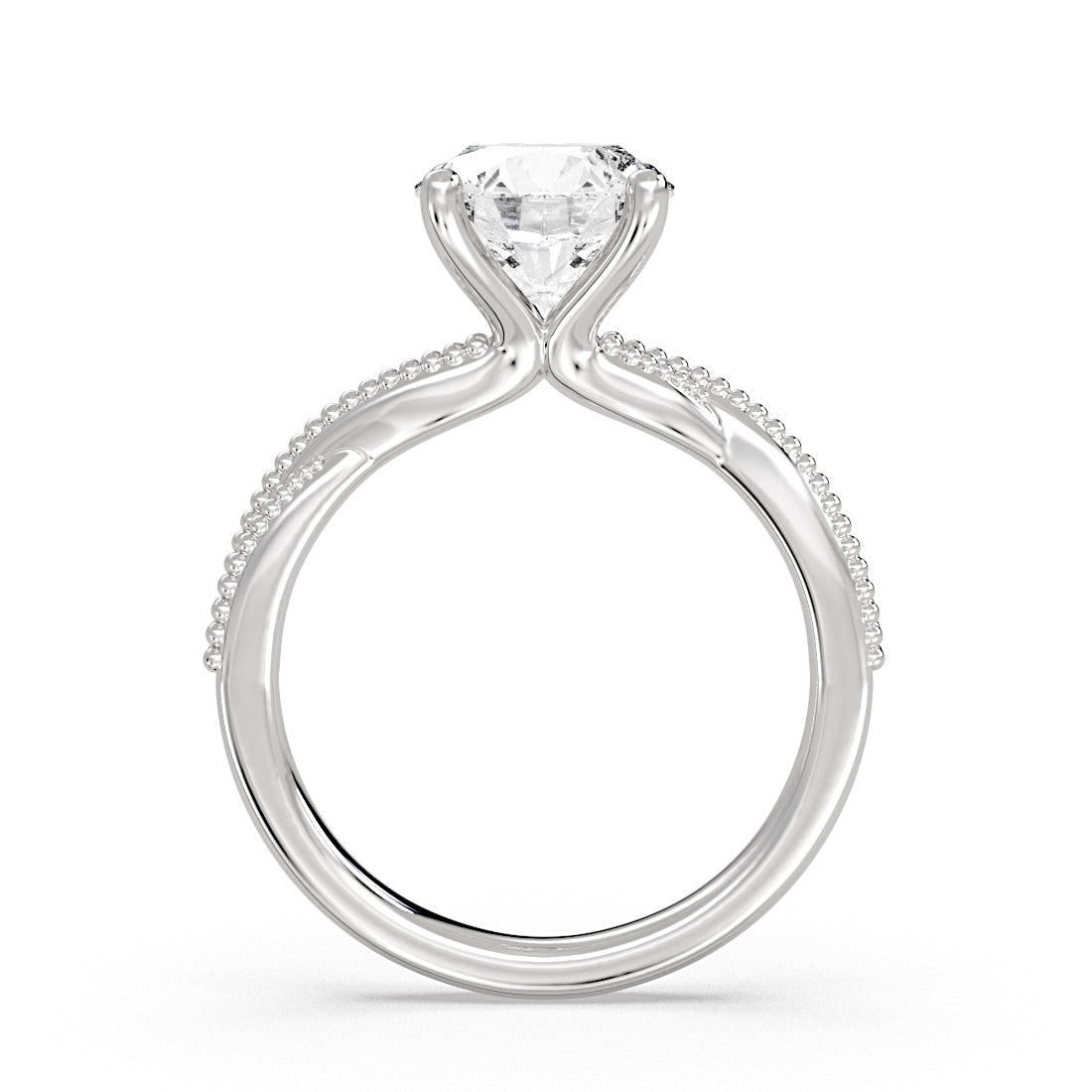Round Cut Solitaire Milgrain Spiral Engagement Ring - Wiley