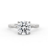 Round Cut Solitaire Milgrain Spiral Engagement Ring - Wiley