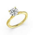 Round Cut Solitaire Milgrain Spiral Engagement Ring - Wiley