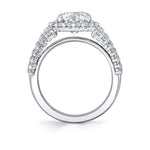 Cambrie - 3-Row Diamond Band Round Cut Halo Engagement Ring