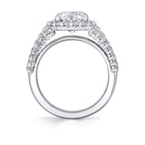 Cambrie - 3-Row Diamond Band Round Cut Halo Engagement Ring