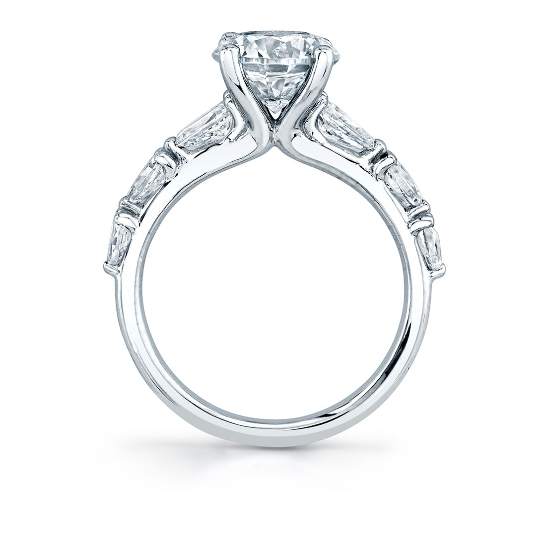 Diamond Pear Setting Round Cut Engagement Ring - Beverly