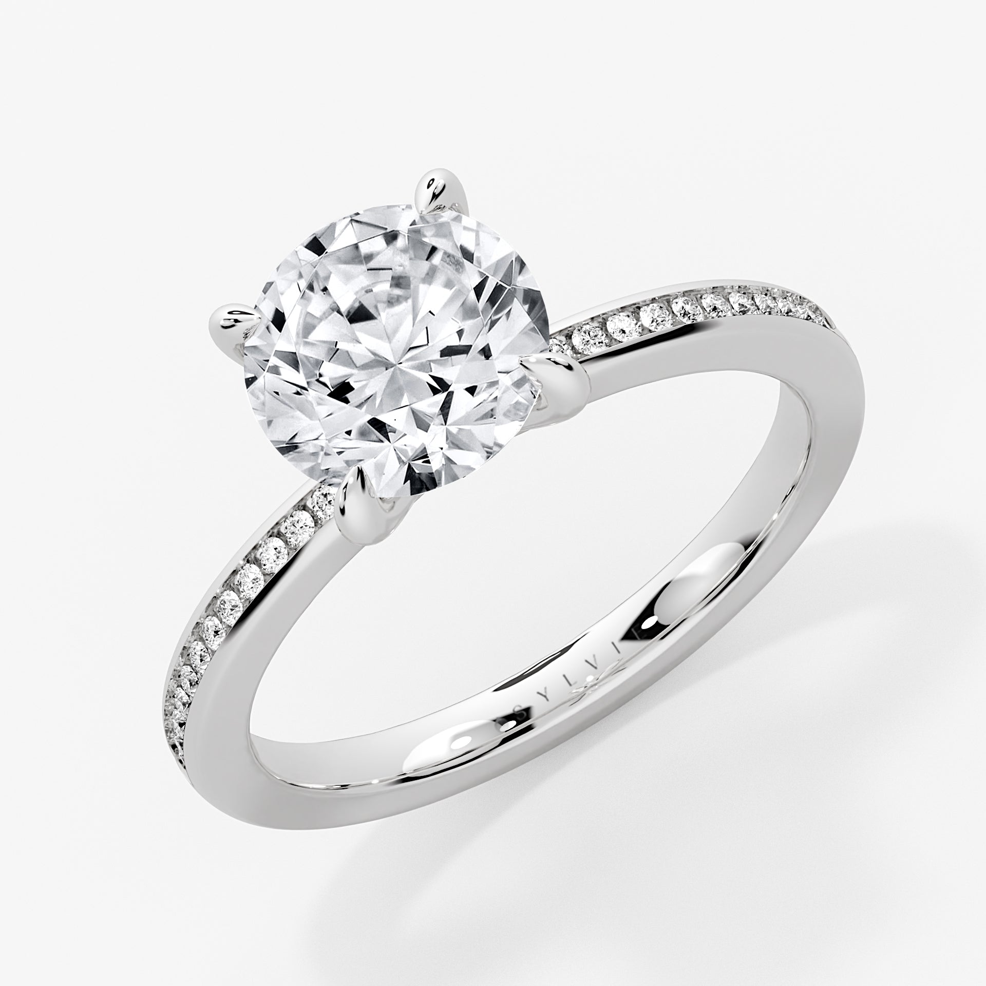 Round Cut Channel Set Diamond Engagement Ring - Yakira
