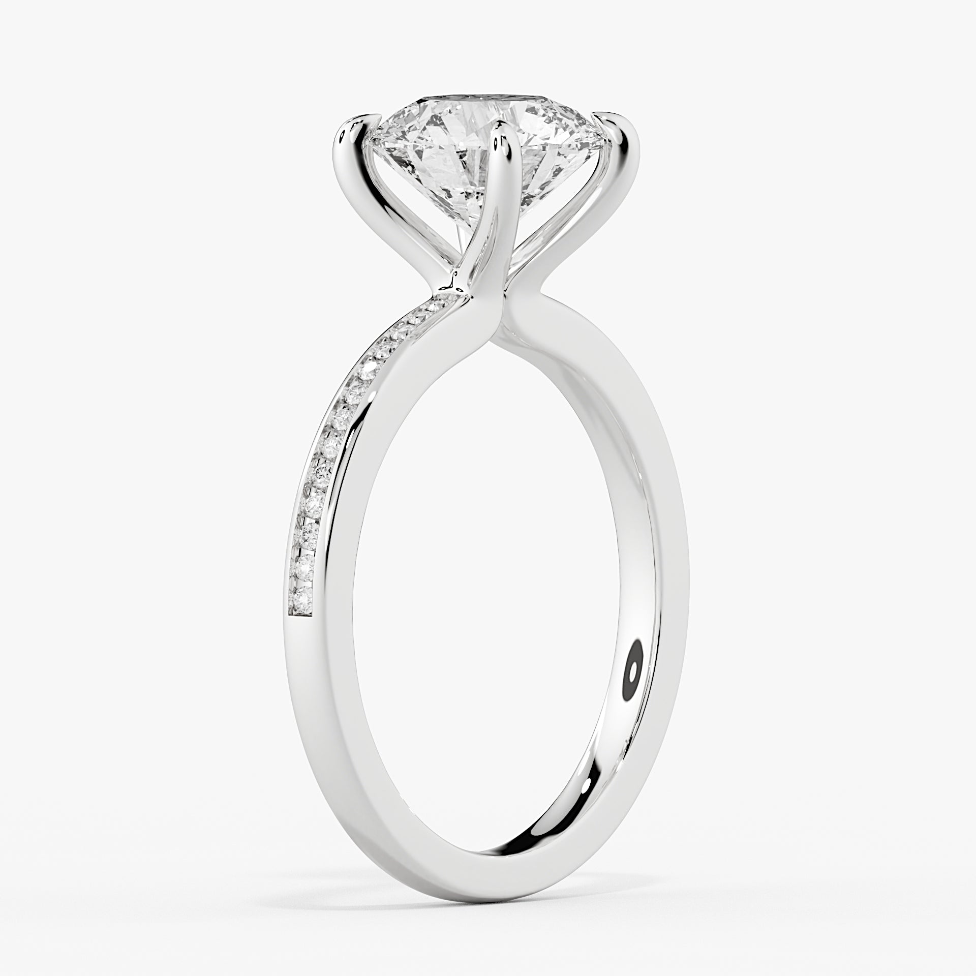 Round Cut Channel Set Diamond Engagement Ring - Yakira