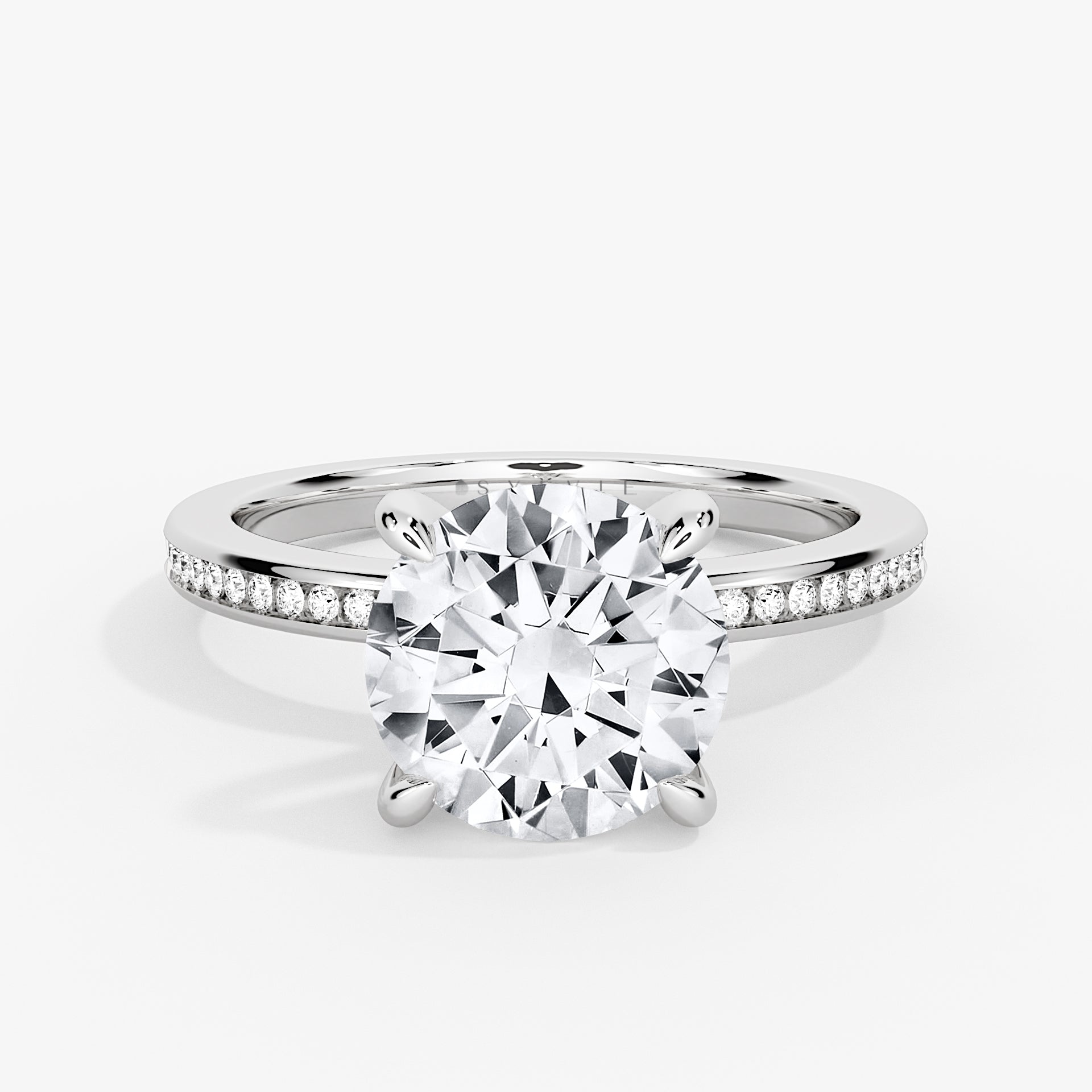 Round Cut Channel Set Diamond Engagement Ring - Yakira