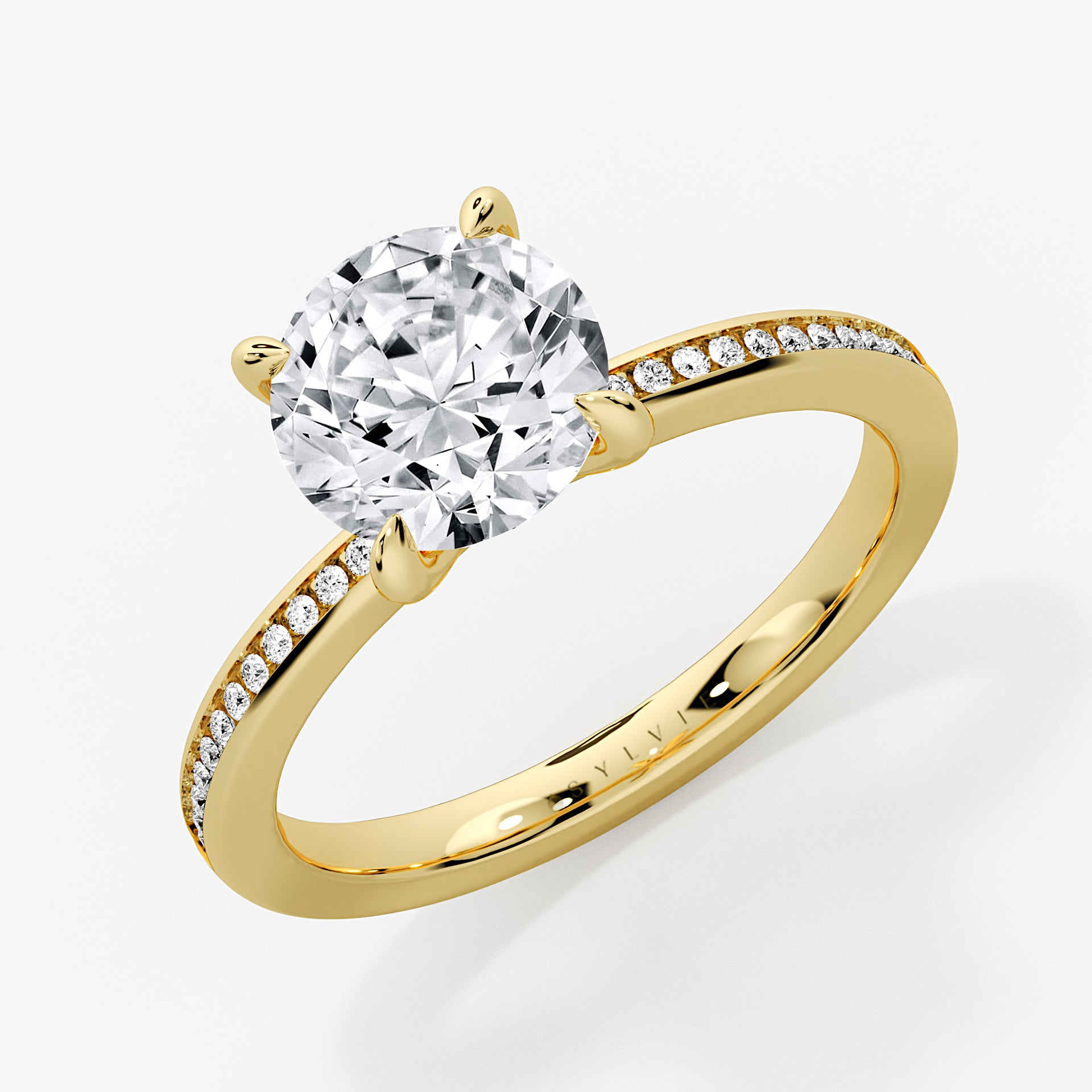 Round Cut Channel Set Diamond Engagement Ring - Yakira