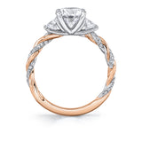 Two Tone Tight Spiral Round Cut Engagement Ring - Dayla