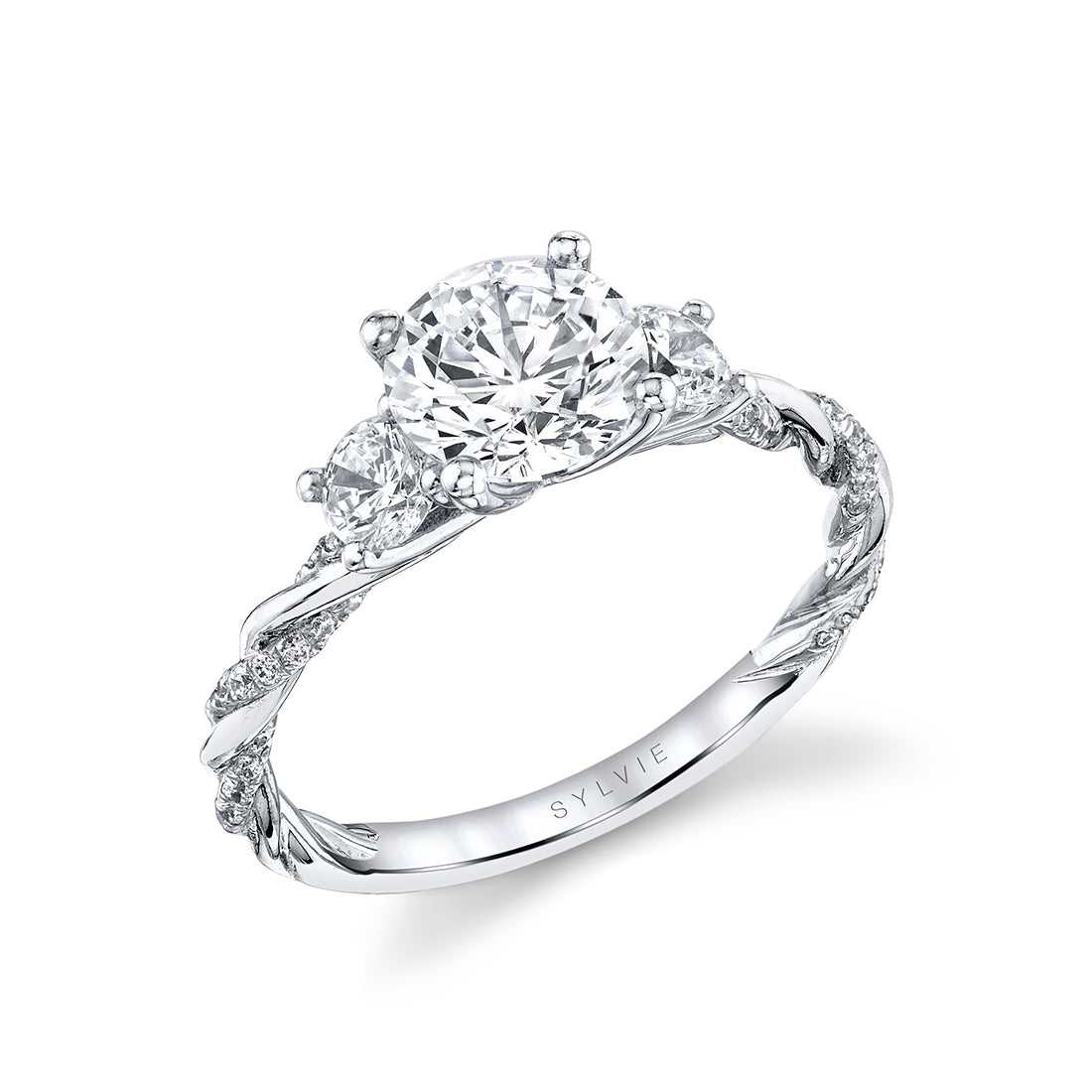 Two Tone Tight Spiral Round Cut Engagement Ring - Dayla