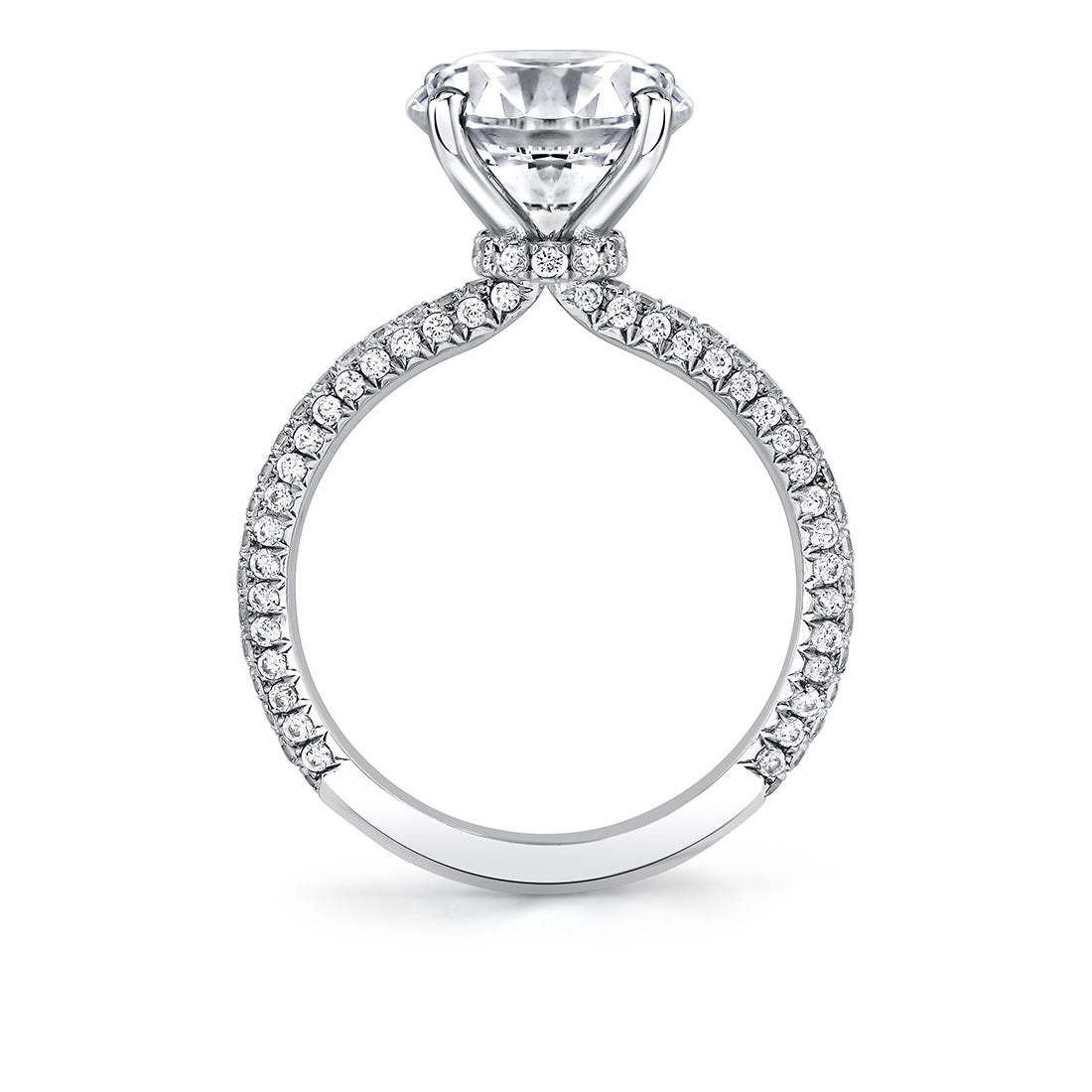Round Cut Pave Engagement Ring with Diamond Collar - Evanthe