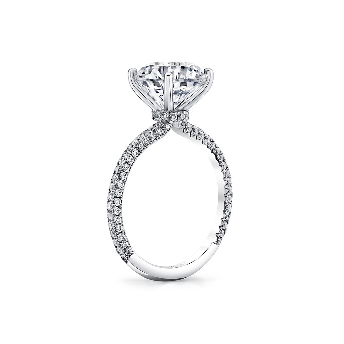 Round Cut Pave Engagement Ring with Diamond Collar - Evanthe