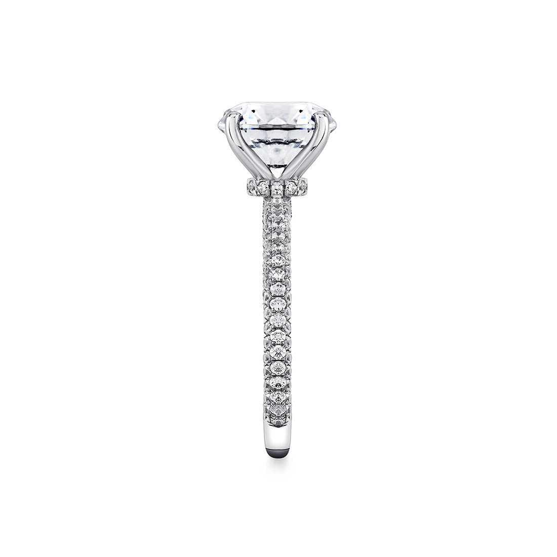 Round Cut Pave Engagement Ring with Diamond Collar - Evanthe