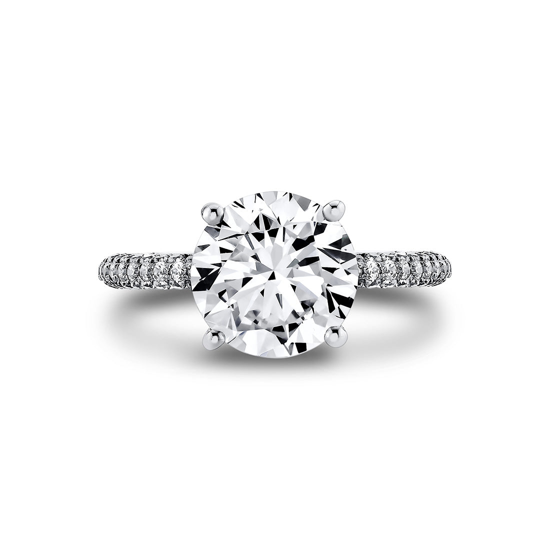 Round Cut Pave Engagement Ring with Diamond Collar - Evanthe