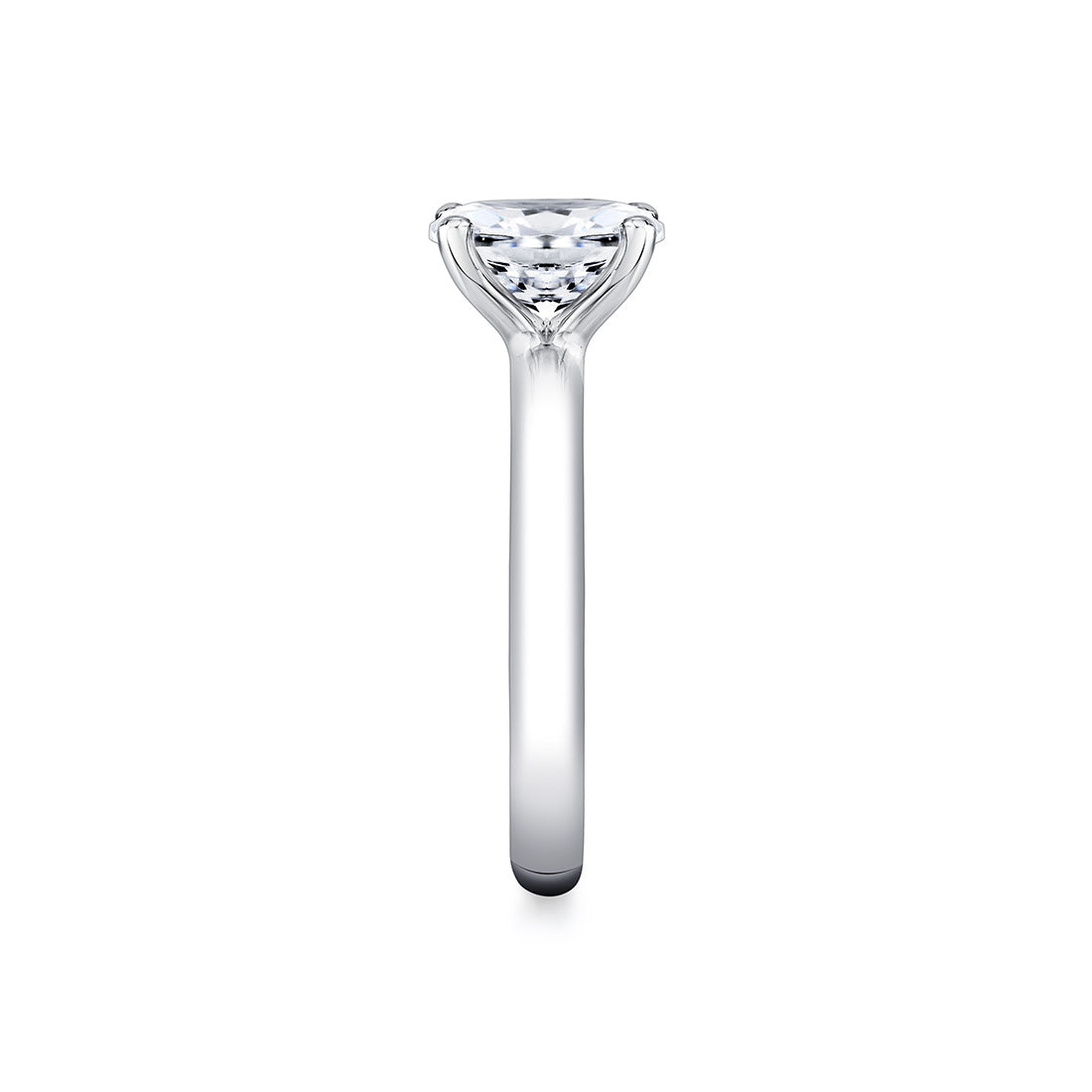 Oval Cut Wide Band Solitaire Engagement Ring - Demitra