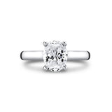 Oval Cut Wide Band Solitaire Engagement Ring - Demitra
