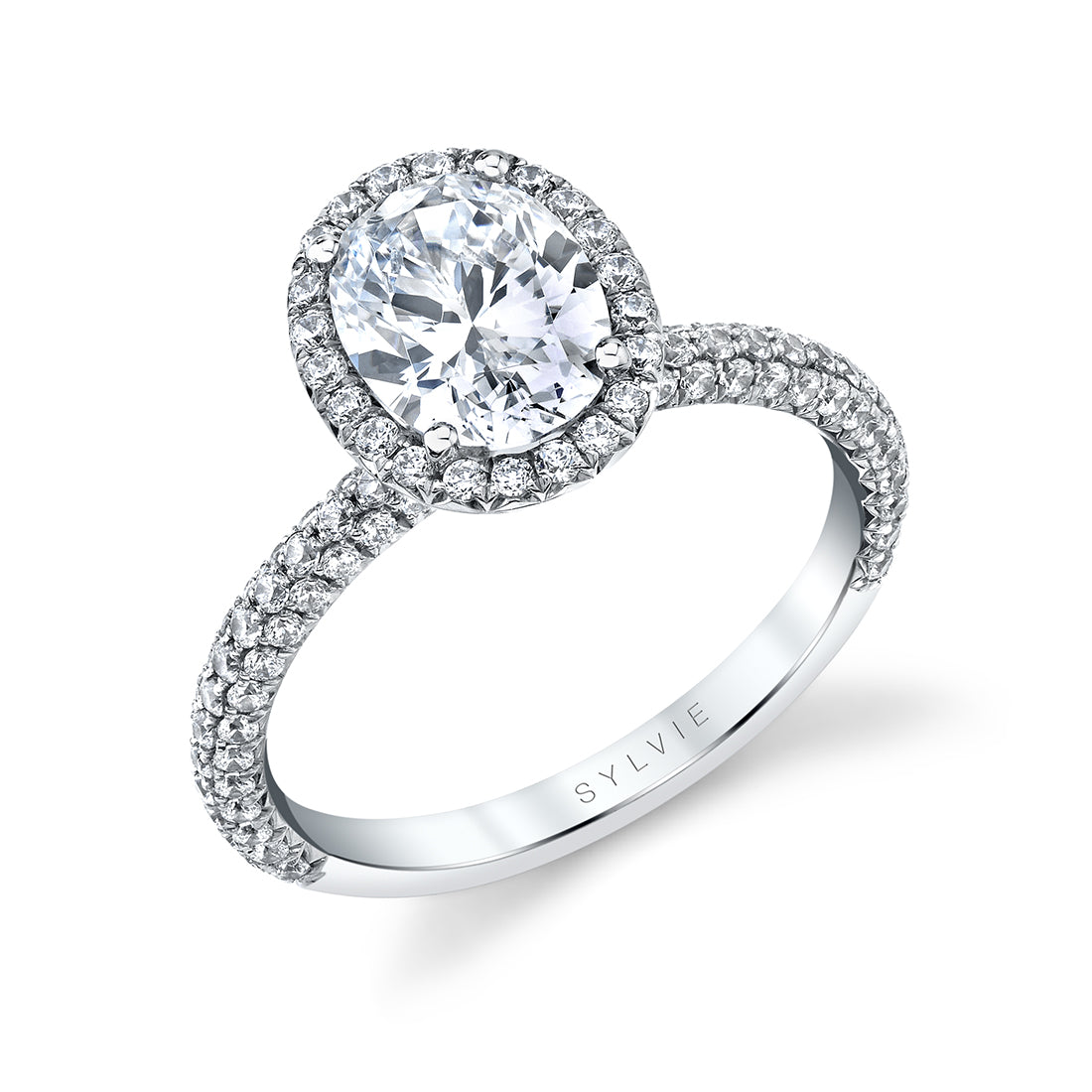 Pave Oval Engagement Ring - Fara