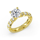 Round Cut Bar Set Diamond Engagement Ring - London