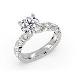Round Cut Bar Set Diamond Engagement Ring - London