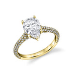 Pear Shaped Hidden Halo Pave Engagement Ring - Peighton