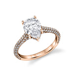 Pear Shaped Hidden Halo Pave Engagement Ring - Peighton
