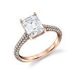 Emerald Cut Hidden Halo Pave Engagement Ring - Peighton
