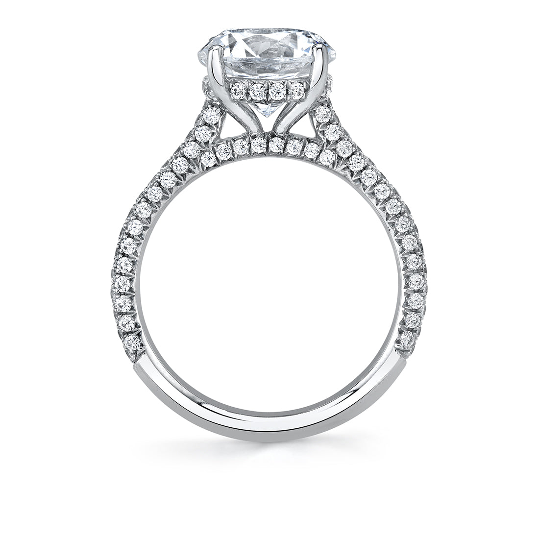 Cushion Cut Hidden Halo Pave Engagement Ring - Peighton