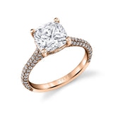 Cushion Cut Hidden Halo Pave Engagement Ring - Peighton