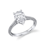 Pear Shaped Hidden Halo Pave Engagement Ring - Peighton