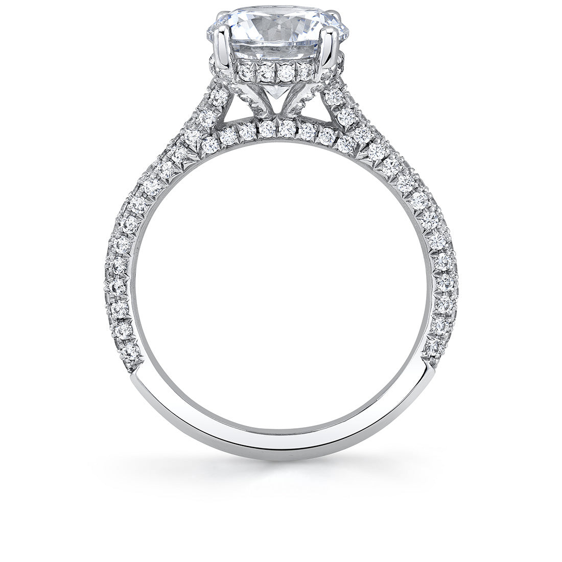 Round Cut Hidden Halo Pave Engagement Ring - Riley