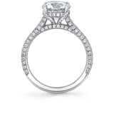 Round Cut Hidden Halo Pave Engagement Ring - Riley