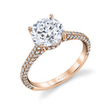 Round Cut Hidden Halo Pave Engagement Ring - Riley