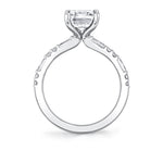 Emerald Cut Alternating Diamond and Baguette Engagement Ring - Tessa
