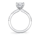 Emerald Cut Alternating Diamond and Baguette Engagement Ring - Tessa