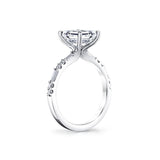 Emerald Cut Alternating Diamond and Baguette Engagement Ring - Tessa