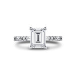 Emerald Cut Alternating Diamond and Baguette Engagement Ring - Tessa