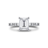Emerald Cut Alternating Diamond and Baguette Engagement Ring - Tessa